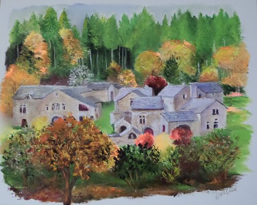 LE HAMEAU DE LA CROZE ACCESIBLE SEULEMENT EN CANOE OU A PIED by Gisèle Causse, Painting for Sale on Singulart