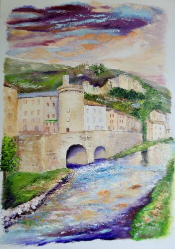 MEYRUEIS EN COULEUR von Gisèle Causse, Malerei kaufen auf Singulart