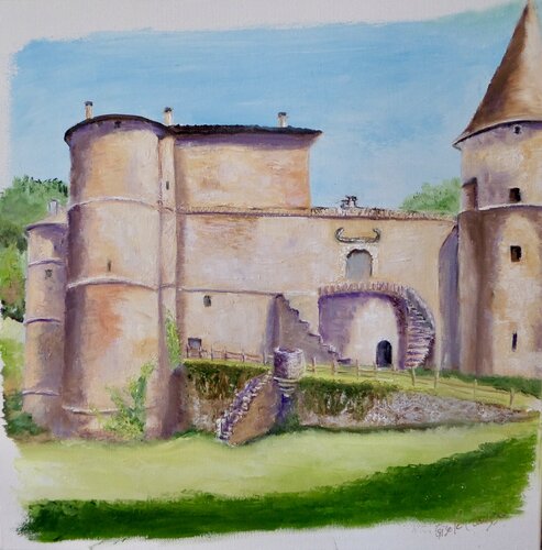 LE CHATEAU DE ROQUEDOLS À MEYRUEIS by Gisèle Causse, Painting for Sale on Singulart