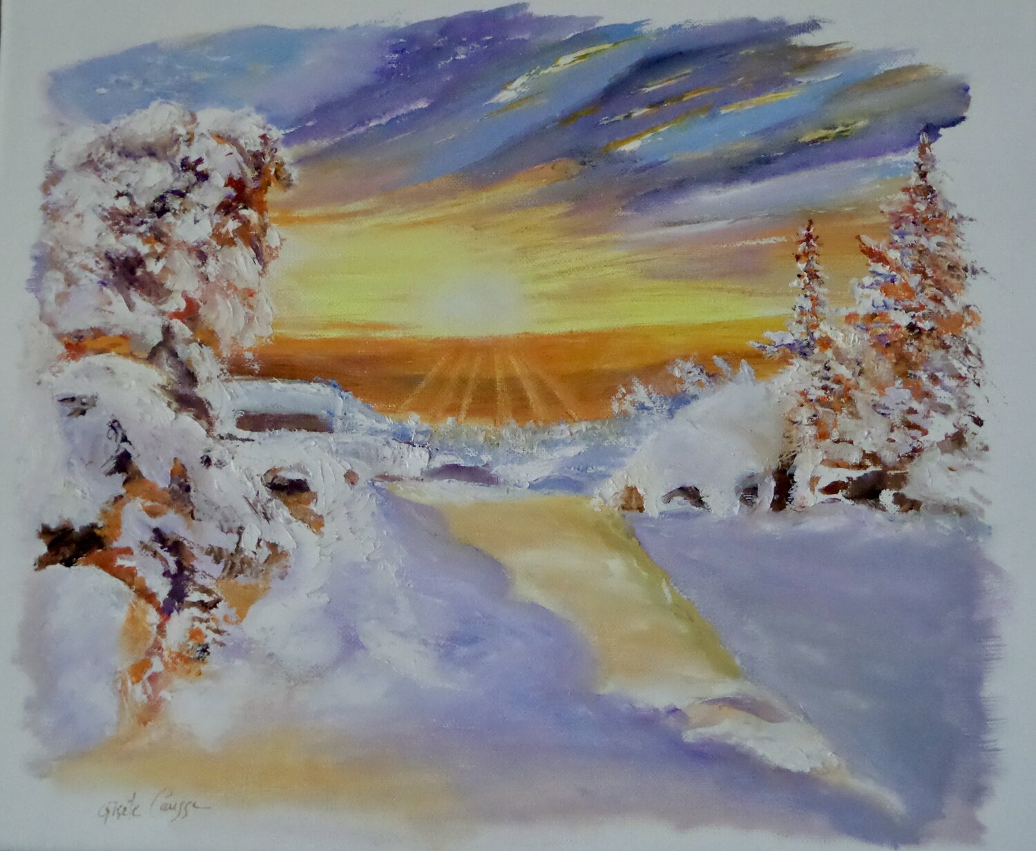 CVOUCHER DE SOLEIL SUR FORTUNIO  EN MARGERIDE Gisèle Causse Originalgemälde zu verkaufen