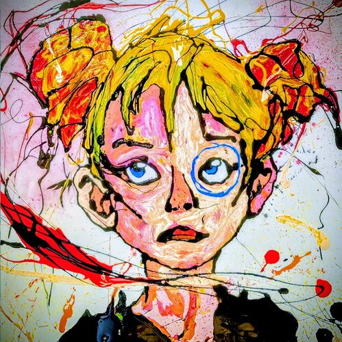 Pensiero, volto astratto vernice e smalto su tela Michele Fontana