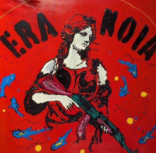 Era noia volto astratto vernice e smalto su tela par Michele Fontana, Peinture en vente sur Singulart