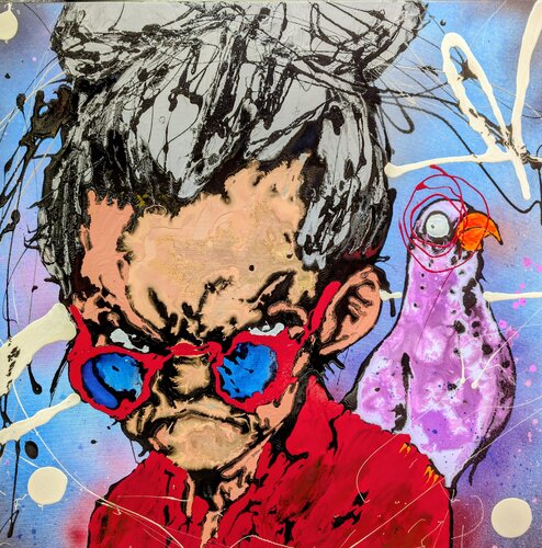 Osservare volto astratto vernice e smalto su tela by Michele Fontana, Painting for Sale on Singulart