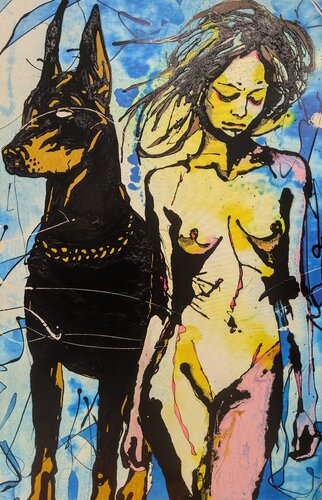 Aldilà , volto astratto vernice e smalto su tela par Michele Fontana, Peinture en vente sur Singulart