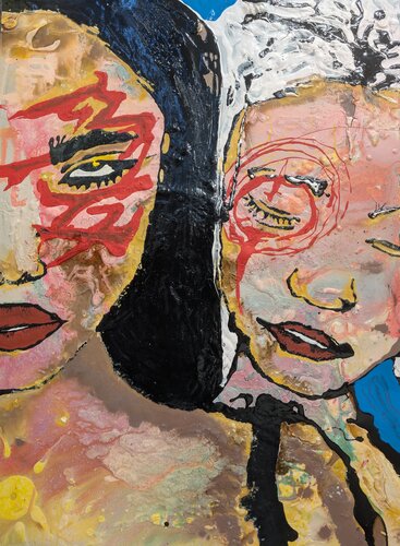 fratelli no name , volto astratto vernice e smalto su tela von Michele Fontana, Malerei kaufen auf Singulart