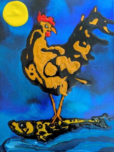 Cavalca l'onda, gallina sardina astratto vernice e smalto su tela de Michele Fontana, Pintura a la venta en Singulart