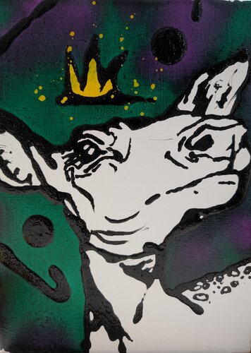 Re cerbiatto, animali astratto vernice e smalto su tela par Michele Fontana, Peinture en vente sur Singulart