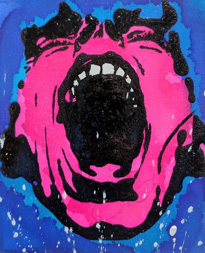 Rabbia, emozione volto astratto vernice e smalto su tela par Michele Fontana, Peinture en vente sur Singulart