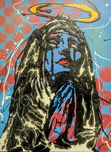 Madonnina, volto astratto vernice e smalto su tela by Michele Fontana, Painting for Sale on Singulart