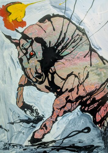Forza, cavallo toro astratto vernice e smalto su tela par Michele Fontana, Peinture en vente sur Singulart