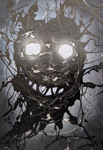 Demon volto astratto vernice e smalto su tela by Michele Fontana, Painting for Sale on Singulart