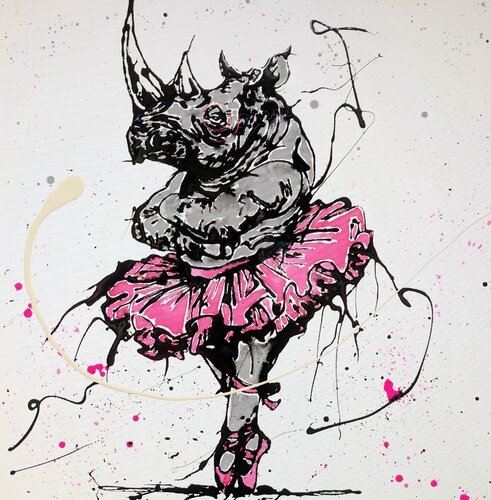 Rinoceronte ballerina by Michele Fontana, Painting for Sale on Singulart