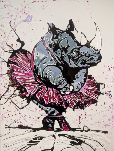 Rinoceronte ballerino de Michele Fontana, Pintura a la venta en Singulart