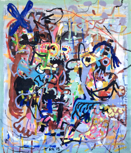 Portrait de famille, Femme, Homme, Perroquet de Ralf Altrieth, Pintura a la venta en Singulart