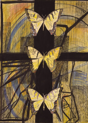 Butterflies and Cross von Jeri Griffith, Malerei kaufen auf Singulart