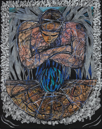 Guardian for a Blue Planet de Jeri Griffith, Pintura a la venta en Singulart