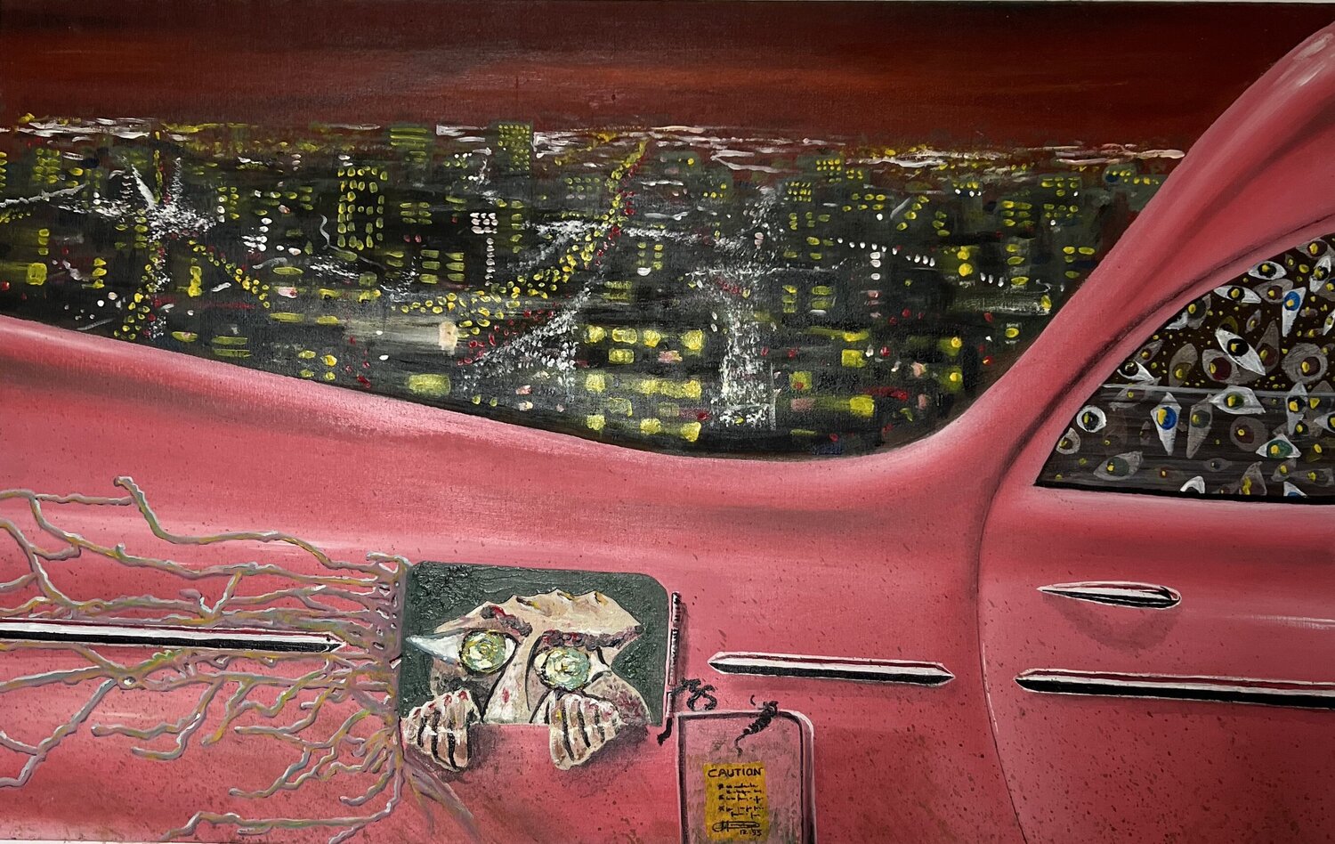 Cadillac rose Jean pierre Etienne Original painting for sale