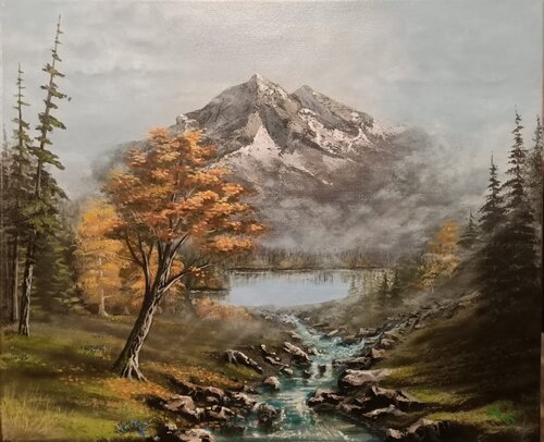 Écho du ruisseau dans la montagne di Mikel Richard, Pittura in vendita su Singulart