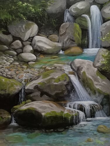 Cascade en été di Mikel Richard, Pittura in vendita su Singulart