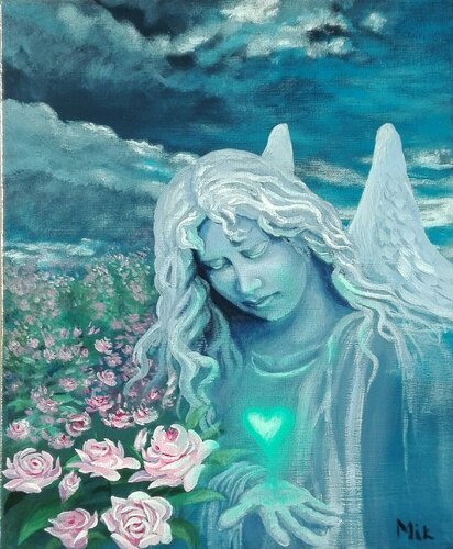 L'ange est plein d'espoir di Mikel Richard, Pittura in vendita su Singulart