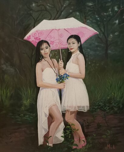 Charmante rencontre van Mikel Richard, Schilderij te koop op Singulart