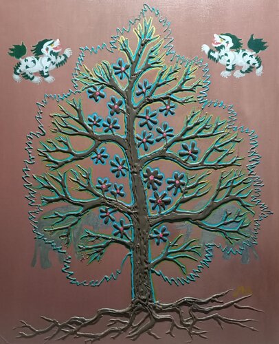 Arbre de vie Tibétain di Mikel Richard, Pittura in vendita su Singulart