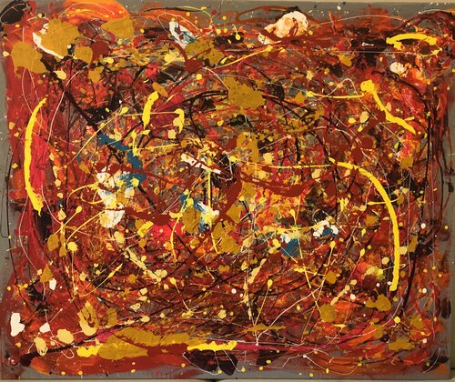 Nirmala, quest’opera astratta, ho voluto catturare l’energia vibrante delle emozioni umane, usando colori caldi e movimenti fluidi. Le linee intrecciate e le esplosioni di giallo, rosso e oro evocano passione, caos e vitalità. Ogni dettaglio pulsa di vita di Vanessa De freitas silva, Pittura in vendita su Singulart