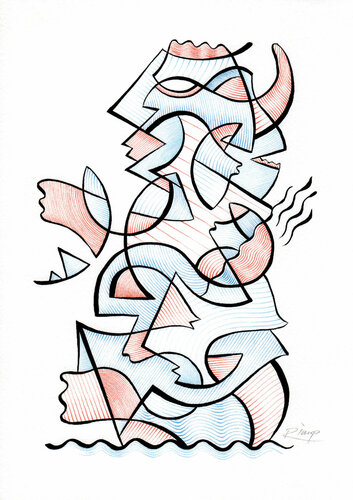 Statuette Bleue et Rouge 110-115-145 von Rimp, Zeichnungen kaufen auf Singulart