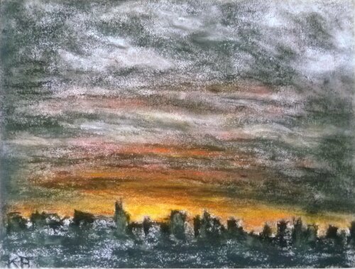 Letztes Licht über der kleinen Stadt by Annachrista Kroll-Buchholz, Painting for Sale on Singulart