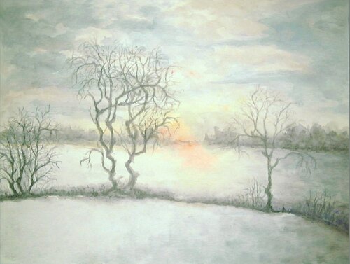 Abendlicht über dem Schneefeld (II) by Annachrista Kroll-Buchholz, Painting for Sale on Singulart