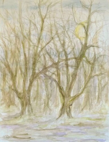 Ein früher Wintermorgen ; Der Mond geht unter by Annachrista Kroll-Buchholz, Painting for Sale on Singulart