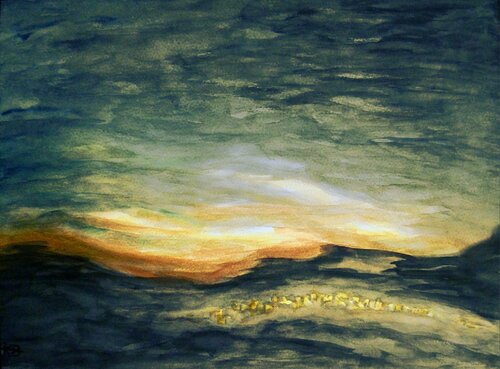 Unwetter über der Stadt am See by Annachrista Kroll-Buchholz, Painting for Sale on Singulart