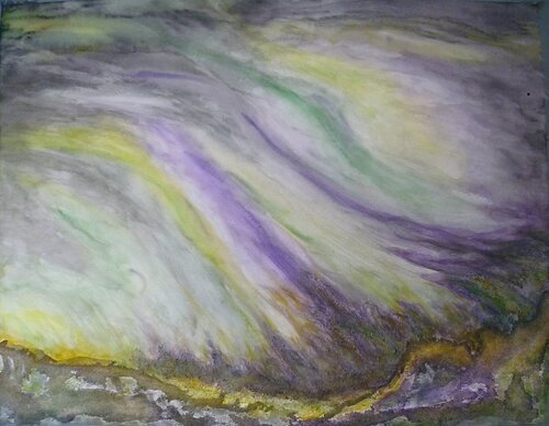 Polarlicht über den Hügeln di Annachrista Kroll-Buchholz, Pittura in vendita su Singulart