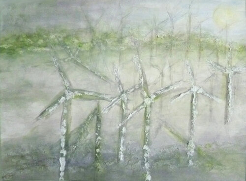 Technik gegen Natur - Umweltschrott gegen Klimaschutz de Annachrista Kroll-Buchholz, Pintura a la venta en Singulart