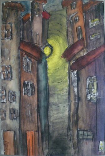 Nächtliche Gasse by Annachrista Kroll-Buchholz, Painting for Sale on Singulart