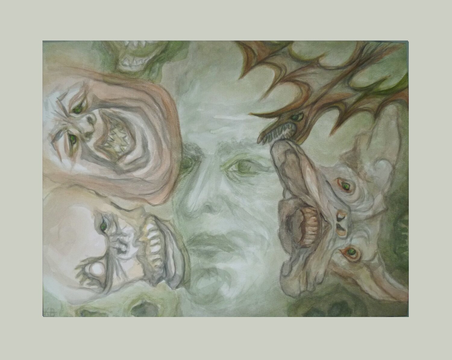 Anderswesen XV - Die Begegnung Annachrista Kroll-Buchholz Origineel schilderij te koop