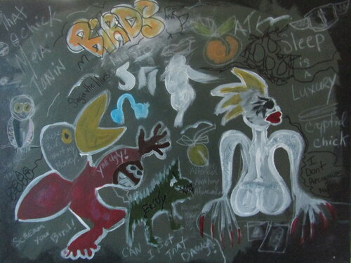 That weird ass dream  I had about Birds and Butts von Zulma Brooks, Malerei kaufen auf Singulart