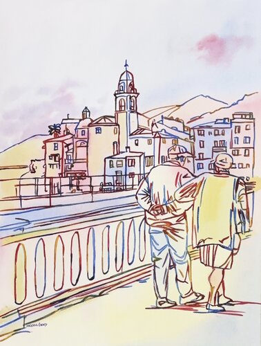 Evening Promenade 5179 de Christine Beard, Pintura a la venta en Singulart