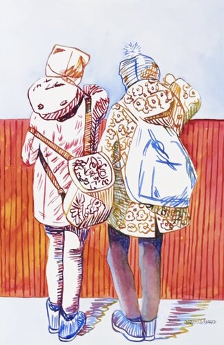 Patterned Companions 51714 by Christine Beard, 油畫 for Sale on Singulart