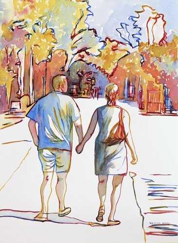 Late Afternoon Walk 51751 by Christine Beard, 회화 for Sale on Singulart