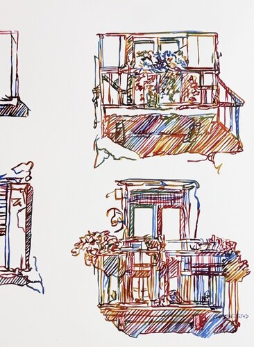 Golden Hour Windows 51769 di Christine Beard, Pittura in vendita su Singulart