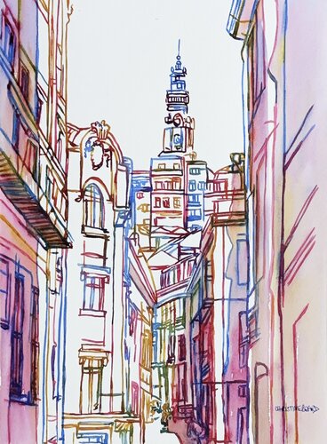 Between The Buildings 517133 di Christine Beard, Pittura in vendita su Singulart