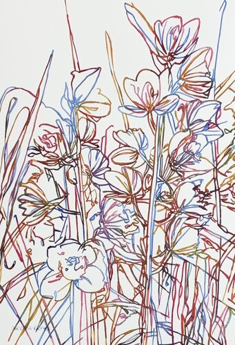 Petals In Conversation 517209 de Christine Beard, Pintura a la venta en Singulart