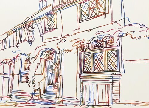 Colour On The Quiet Street 517242 di Christine Beard, Pittura in vendita su Singulart