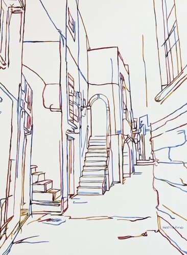 The Stairway Lane 517379 di Christine Beard, Pittura in vendita su Singulart