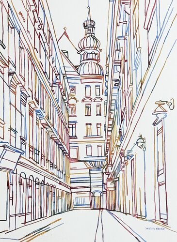 Spire and Street 517380 di Christine Beard, Pittura in vendita su Singulart