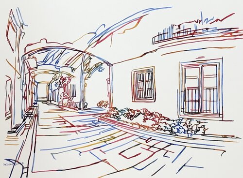 Courtyard Light 517389 di Christine Beard, Pittura in vendita su Singulart