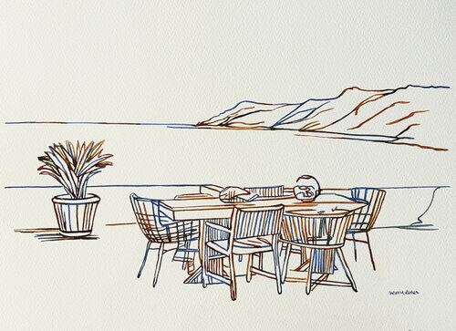 A Table in Waiting 517385 di Christine Beard, Pittura in vendita su Singulart