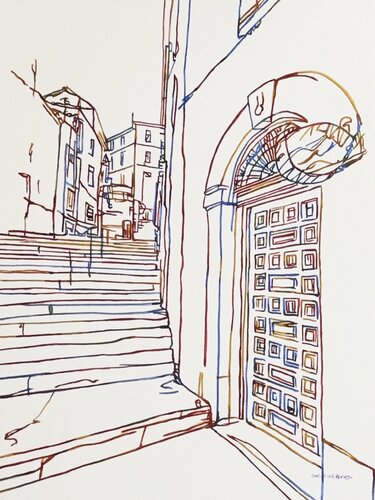 Terrace Steps 517414 by Christine Beard, 회화 for Sale on Singulart