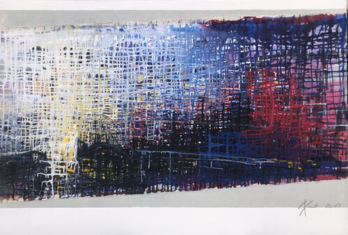 City at the river near the sea di Arnhild Kart, Pittura in vendita su Singulart